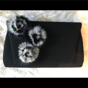 Black Vintage Evening Bag w/ Fur embellishments